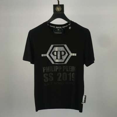 Philipp Plein 2019 Mens Logo Cotton Short Sleeved Tshirt - 필립플레인 남성 로고 코튼 반팔티 Phits0020.Size(48 -56).블랙 