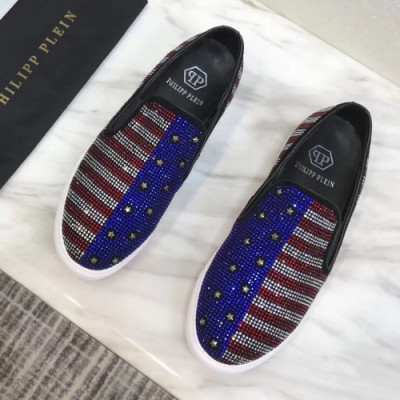 Philipp plein 2018 Mens Strass Star Leather Slip-on - 필립플레인 남성 스트라스 스타 레더 슬립온 Phi0057x.Size(240 - 270).블루