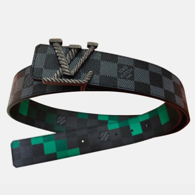 Louis vuitton 2019 Mens Reversible Canvas & Leather Belt - 루이비통 2019 남성용  리버시블 캔버스 & 레더 벨트 LOUBT0033.Size(4.0cm).블랙+그린