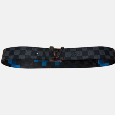 Louis vuitton 2019 Mens Reversible Canvas & Leather Belt - 루이비통 2019 남성용  리버시블 캔버스 & 레더 벨트 LOUBT0035.Size(4.0cm).블랙+블루