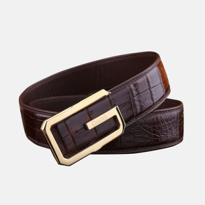 Gucci 2019 Mens Crocodile Leather Belt - 구찌 2019 남성용 크로커다일 레더 벨트 GUBT0036.블랙은장,브라운금장