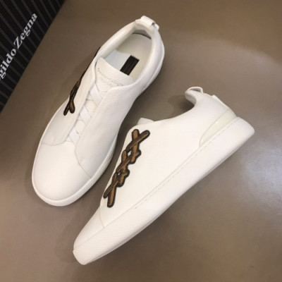 Ermenegildo Zegna  2019 Mens Logo Leather Sneakers - 에르메넬질도 제냐 남성 로고 레더 스니커즈 Zeg0098x.Size(240 - 270).화이트