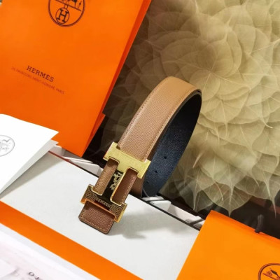 Hermes 2022 Mens Leather Skin Belt - 에르메스 2022 남성용 양면 가죽 벨트 HERBT0051.Size(3.8cm),브라운