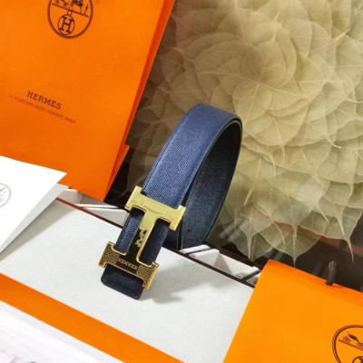 Hermes 2022 Mens Leather Skin Belt - 에르메스 2022 남성용 양면 가죽 벨트 HERBT0052.Size(3.8cm),네이비