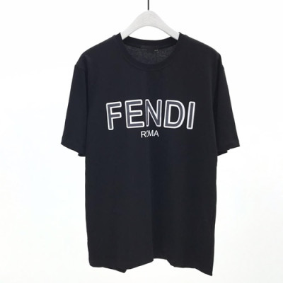 FENDI 2019 Mens Logo Cotton Short Sleeved Tshirt - 펜디 남성 로고 코튼 반팔티 fents0042.Size(s -xl).블랙