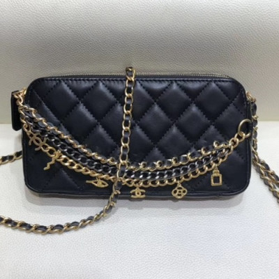 Chanel 2019 Leather Chain Shoulder Bag,19CM - 샤넬 2019 레더 체인 숄더백,CHAB0987,19CM,블랙