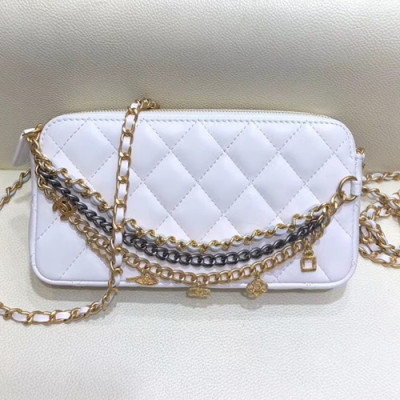 Chanel 2019 Leather Chain Shoulder Bag,19CM - 샤넬 2019 레더 체인 숄더백,CHAB0988,19CM,화이트