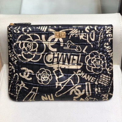 Chanel 2019 Leather Women Clutch Bag ,28CM - 샤넬 2019 레더 여성용 클러치백,CHAB1011,28CM,블랙