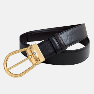 Montblanc 2019 Mens Reversible Leather Belt - 몽블랑 2019 남성용 리버시블 레더 벨트 MONBT0008.Size(3.4cm).블랙