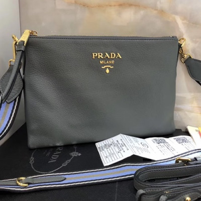 Prada 2019 Leather Shoulder Bag,29.5cm - 프라다 2019 남성용 레더  숄더백 ,1BH050-2,29.5cm,그레이