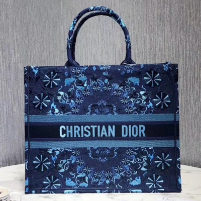 Dior 2019 Woman Canvas Book Tote Shopper Bag,41.5CM - 디올 2019 여성용 캔버스 북 토트 쇼퍼백 DIOB0389,41.5CM,블루