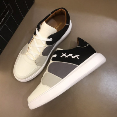 Ermenegildo Zegna  2019 Mens Logo Leather Sneakers - 에르메넬질도 제냐 남성 로고 레더 스니커즈 Zeg0103x.Size(240 - 270).그레이