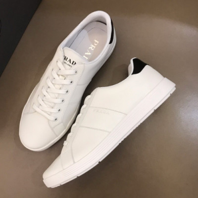 Prada 2019 Mens Business Logo Leather Sneakers - 프라다 남성 비지니스 로고 레더 스니커즈 Pra0663x.Size(240 - 265).화이트