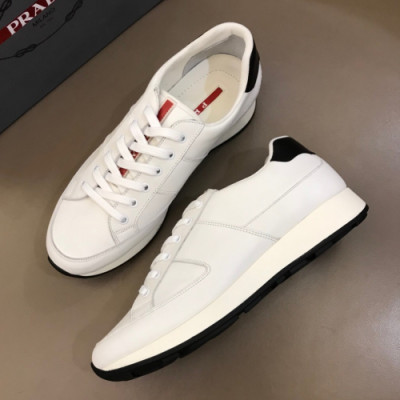 Prada 2019 Mens Business Logo Leather Sneakers - 프라다 남성 비지니스 로고 레더 스니커즈 Pra0668x.Size(240 - 265).화이트