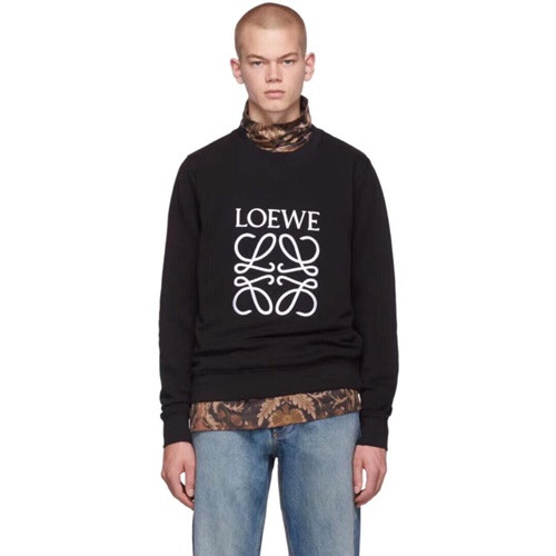 Loewe 2019 Mm/Wm Logo Wolf Cotton Hood Tee - 로에베 남자 로고 울프 코튼 후드티 LoeHT0011.Size(s -xl).블랙
