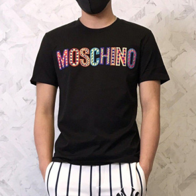 Moschino 2019 Mens Logo Cotton Short Sleeved Tshirt - 모스키노 남성 로고 코튼 반팔티 Mosts0016.Size(s - 2xl).블랙