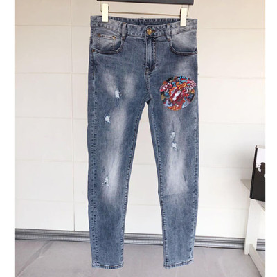 Versace 2019 Mens Graffity Denim Pants - 베르사체 남성 그래피티 데님 팬츠 Verdp0058.Size(28-36).블루