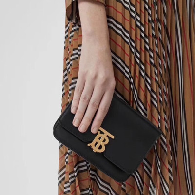 Burberry 2019 Ladies TB Leather Chain Cross Bag , 17cm - 버버리 2019 TB 레더 여성용 체인 크로스백,BURB0339,17cm,블랙