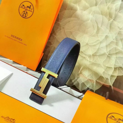 Hermes 2022 Mens Leather Belt - 에르메스 2022 남성용 양면 레더 벨트 HERBT0077,네이비