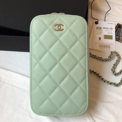 Chanel 2019 Women Phone Bag,17CM - 샤넬 2019 여성용 휴대폰 백, CHAB1076,17CM,라이트그린