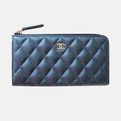 Chanel 2019 Ladies Wallet / Card Purse - 샤넬 2019 여성용 레더 장지갑 / 카드지갑 ,CHAW0037,19cm.블루