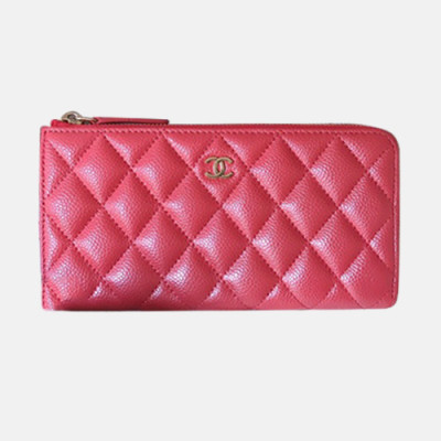 Chanel 2019 Ladies Wallet / Card Purse - 샤넬 2019 여성용 레더 장지갑 / 카드지갑 ,CHAW0038,19cm.핑크