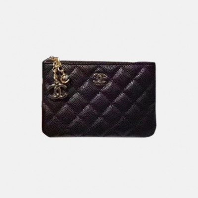 Chanel 2019 Ladies Coin  / Card Purse - 샤넬 2019 여성용 레더 동전 / 카드지갑 ,CHAW0040,15cm.블랙