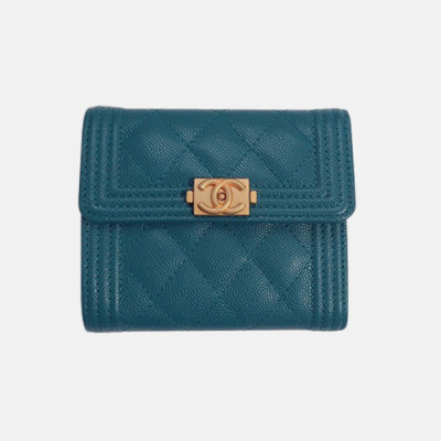 Chanel 2019 Ladies Small Wallet / Card Purse - 샤넬 2019 여성용 레더 반지갑 / 카드 퍼스  ,CHAW0050,11cm.블루