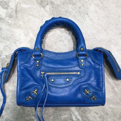 Balenciaga 2019 City Leather Super Mini Tote Shoulder Bag,18CM - 발렌시아가 2019 시티 레더 슈퍼 미니 토트 숄더백,BGB0388,18CM,블루