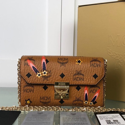 MCM 2019 Millie Visetos Chain Shoulder Cross Bag,18.5cm - 엠씨엠 2019 여성용 밀리 비세토스 체인 숄더 크로스백 MCMB0301, 18.5cm,브라운