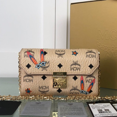 MCM 2019 Millie Visetos Chain Shoulder Cross Bag,18.5cm - 엠씨엠 2019 여성용 밀리 비세토스 체인 숄더 크로스백 MCMB0302, 18.5cm,베이지