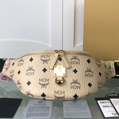 MCM 2019 Visetos Leather Hip Sack Belt Bag,36cm - 엠씨엠 2019 여성용 비세토스 레더 힙색 벨트백,MCMB0318,36cm,베이지