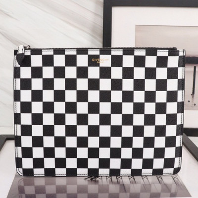 Givenchy 2019 Leather Clutch Bag,30cm - 지방시 2019 레더 남여공용 클러치백 GVB0165,30cm,블랙+화이트