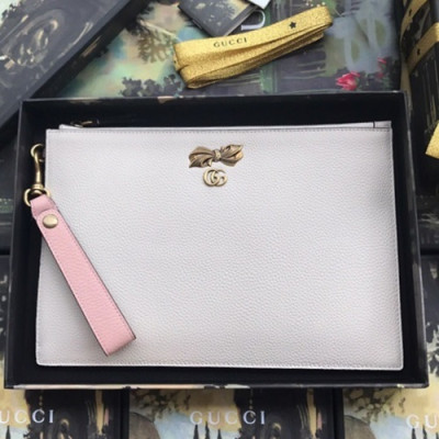 Gucci 2019 Ribbon Leather Clutch Bag ,30CM - 구찌 2019 리본 레더 여성용 클러치백 524299 ,GUB0722,30cm,화이트