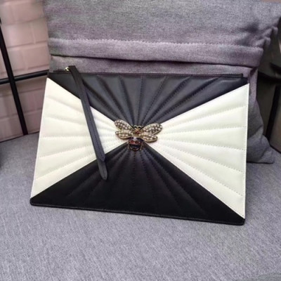 Gucci 2019 Queen Margaret Leather Clutch Bag ,30CM - 구찌 2019 퀸 마가렛 레더 여성용 클러치백 476533,GUB0777,30cm,화이트+블랙