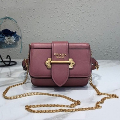 Prada 2019 Cahier Leather Hip Sack / Clutch Bag / Shoulder Cross Bag,18cm - 프라다 2019 카이에 여성용 레더 힙색 / 클러치백 / 숄더 크로스백 ,1BL004-1,18cm,핑크