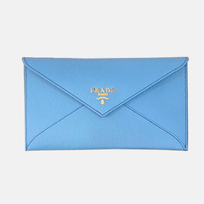 Prada 2019 Ladies Leather Clutch Wallet 1MF175 -프라다 2019 여성용 레더 클러치 장지갑,PRAW0120, 20CM,스카이블루