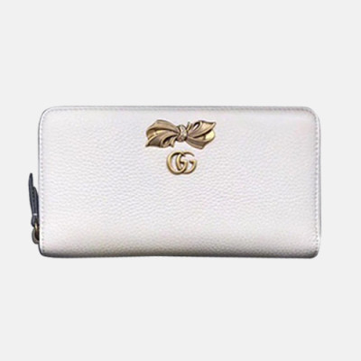 Gucci 2019 Ladies Leather Zip Round Wallet 524291 - 구찌 2019 여성용 레더 지퍼 라운드 장지갑 ,GUW0099.Size(19CM).화이트