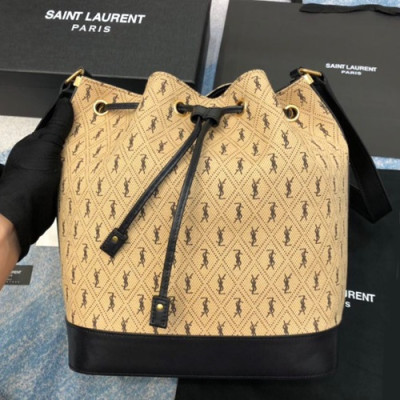 Saint Laurent 2019 Monogram All Over Canvas Bucket Shoulder Bag,27CM - 입생로랑 2019 모노그램 올오버 캔버스 버킷 숄더백 8506 , SLB0481,27CM,베이지