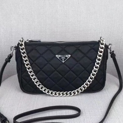 Prada 2019 Nylon Chain Tote Shoulder Cross Bag,22.5CM - 프라다 2019 나일론 체인 토트 숄더 크로스백,BL1026-3,22.5cm,블랙