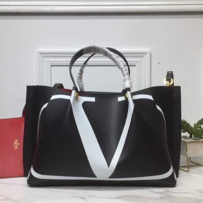 Valentino 2019 Garavani Escape Leather Large Tote Shoudler Shopper Bag,41CM - 발렌티노 2019 가라바니 이스케이프 레더 라지 토트 숄더 쇼퍼백, VTB0774,41CM,블랙