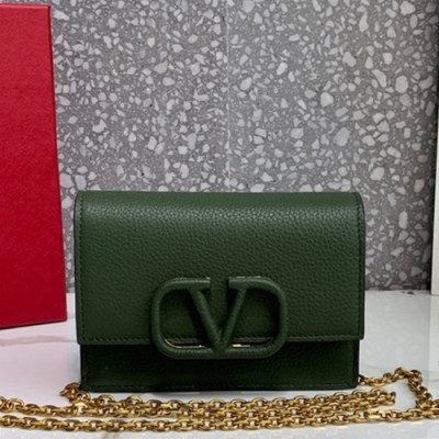 Valentino 2019 Leather Vsling Shoudler Cross Bag,16CM - 발렌티노 2019 레더 브이슬링 숄더 크로스백,VTB0787,16CM,그린