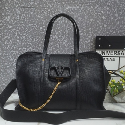 Valentino 2019 Leather Small Tote Shoudler Shopper Bag,30CM - 발렌티노 2019 레더 스몰 토트 숄더 쇼퍼백,VTB0800,30CM,블랙