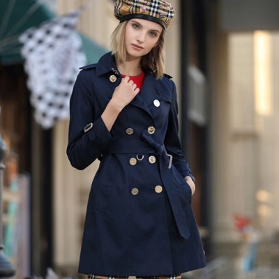 Burberry 2019 Womens Classic Heritage Trench Coat - 버버리 2019 여성 클래식 빈티지 트렌치 코트 BURCT0129.Size(s - 2xl),네이비/옐로우