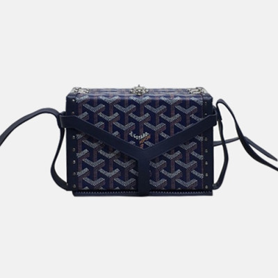 [매장판]Goyard 2019 PVC & Leather Shoulder Cross Bag,16.5cm - 고야드 2019 PVC & 레더 여성용 숄더 크로스백,GYB0188,16.5cm,네이비