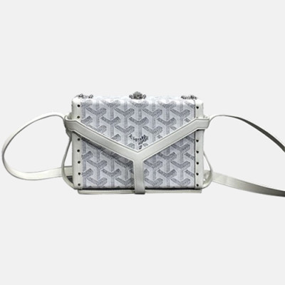 Goyard 2019 PVC & Leather Shoulder Cross Bag,16.5cm - 고야드 2019 PVC & 레더 여성용 숄더 크로스백,GYB0189,16.5cm,화이트