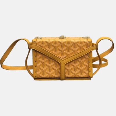 [매장판]Goyard 2019 PVC & Leather Shoulder Cross Bag,16.5cm - 고야드 2019 PVC & 레더 여성용 숄더 크로스백,GYB0193,16.5cm,옐로우