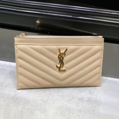 Saint Laurent 2019 Leather Clutch Bag , 20cm - 입생로랑 2019 레더 여성용 클러치백 ,SLB0493,20cm,베이지