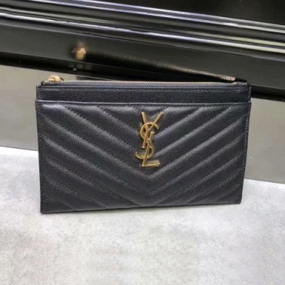 Saint Laurent 2019 Leather Clutch Bag , 20cm - 입생로랑 2019 레더 여성용 클러치백 ,SLB0494,20cm,블랙