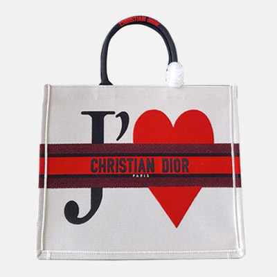 Dior 2019 Women Canvas Book Tote Shopper Bag ,41.5CM - 디올 2019 여성용 캔버스 북 토트 쇼퍼백  DIOB0416,41.5CM,화이트